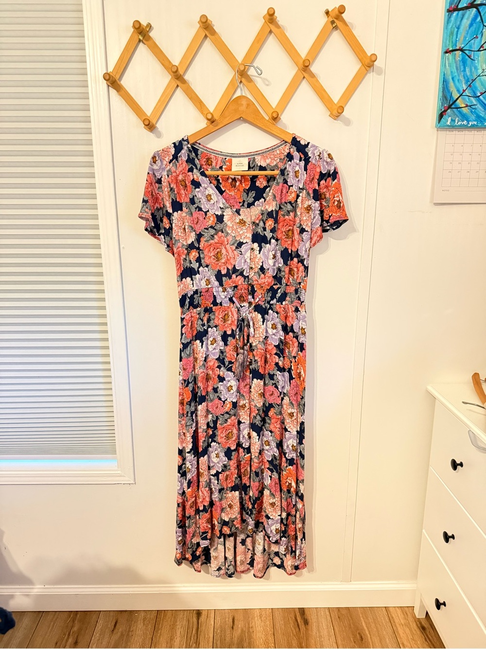 Knox Rose Navy Floral Maxi Dress with Pink & Red Blooms
